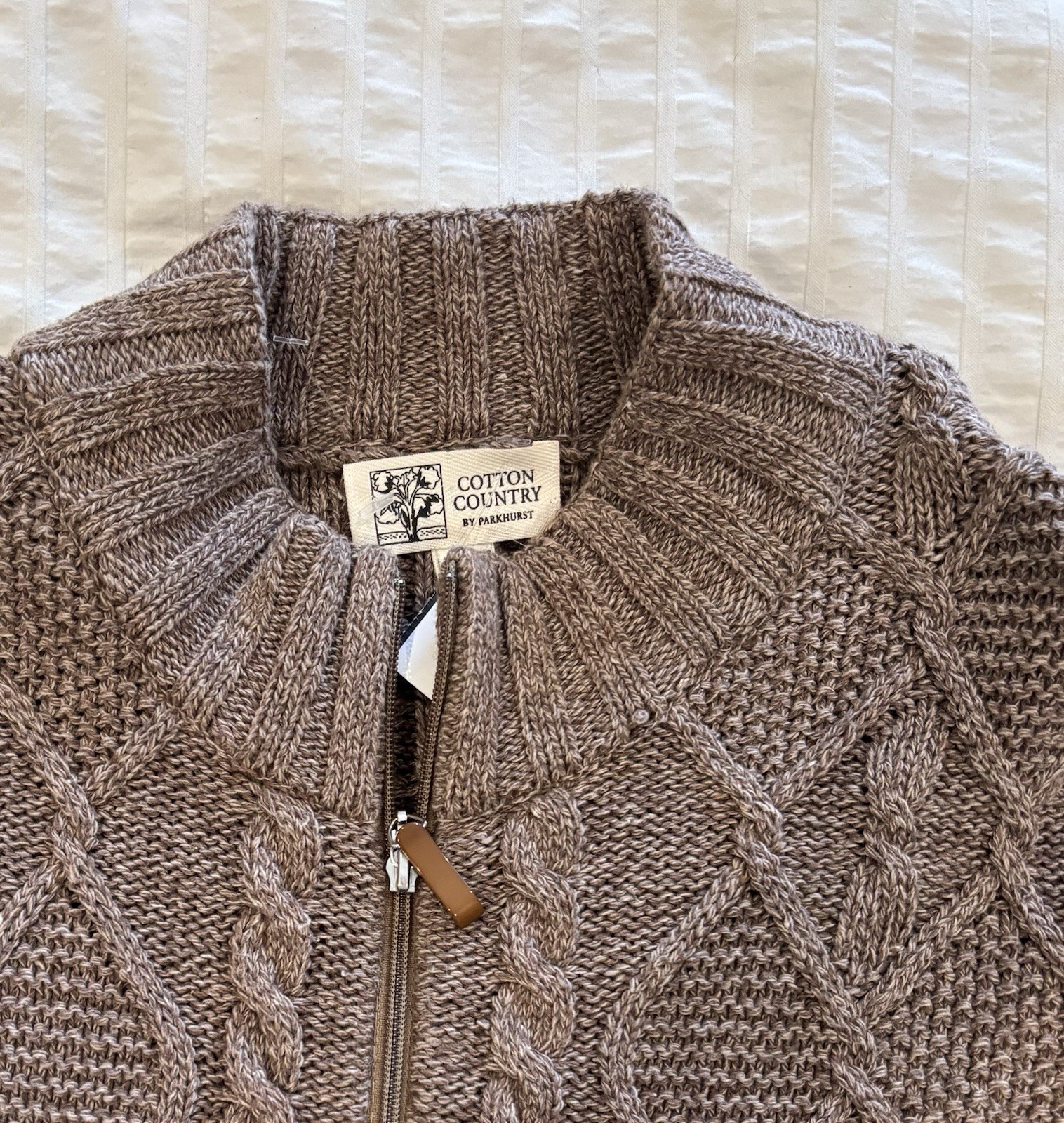 VTG 90’s Cotton Country Sweater Womens XL Heathered Cable Knit Fisherman Style_1 VTG 90’s Cotton Country Sweater Womens XL Heathered Cable Knit Fisherman Style