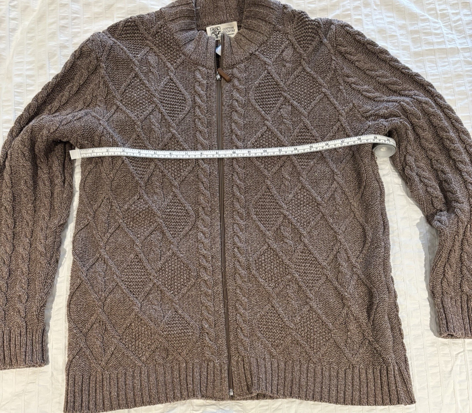 VTG 90’s Cotton Country Sweater Womens XL Heathered Cable Knit Fisherman Style_3 VTG 90’s Cotton Country Sweater Womens XL Heathered Cable Knit Fisherman Style