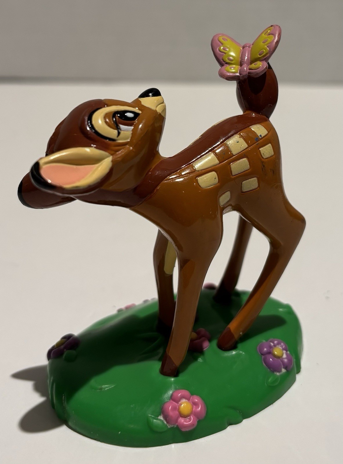 Vintage Disney DecoPac Bambi Figurine with Butterfly on Tail _2 Vintage Disney DecoPac Bambi Figurine with Butterfly on Tail