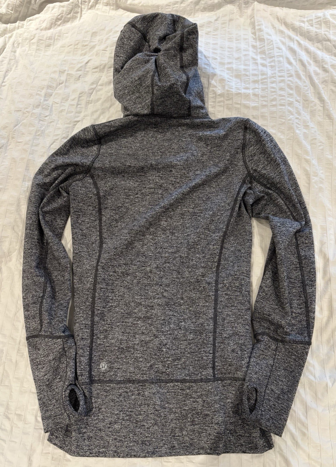 LULULEMON Women's Size 6 Stride Jacket Hood Heathered Gray Black_3 LULULEMON Women's Size 6 Stride Jacket Hood Heathered Gray Black