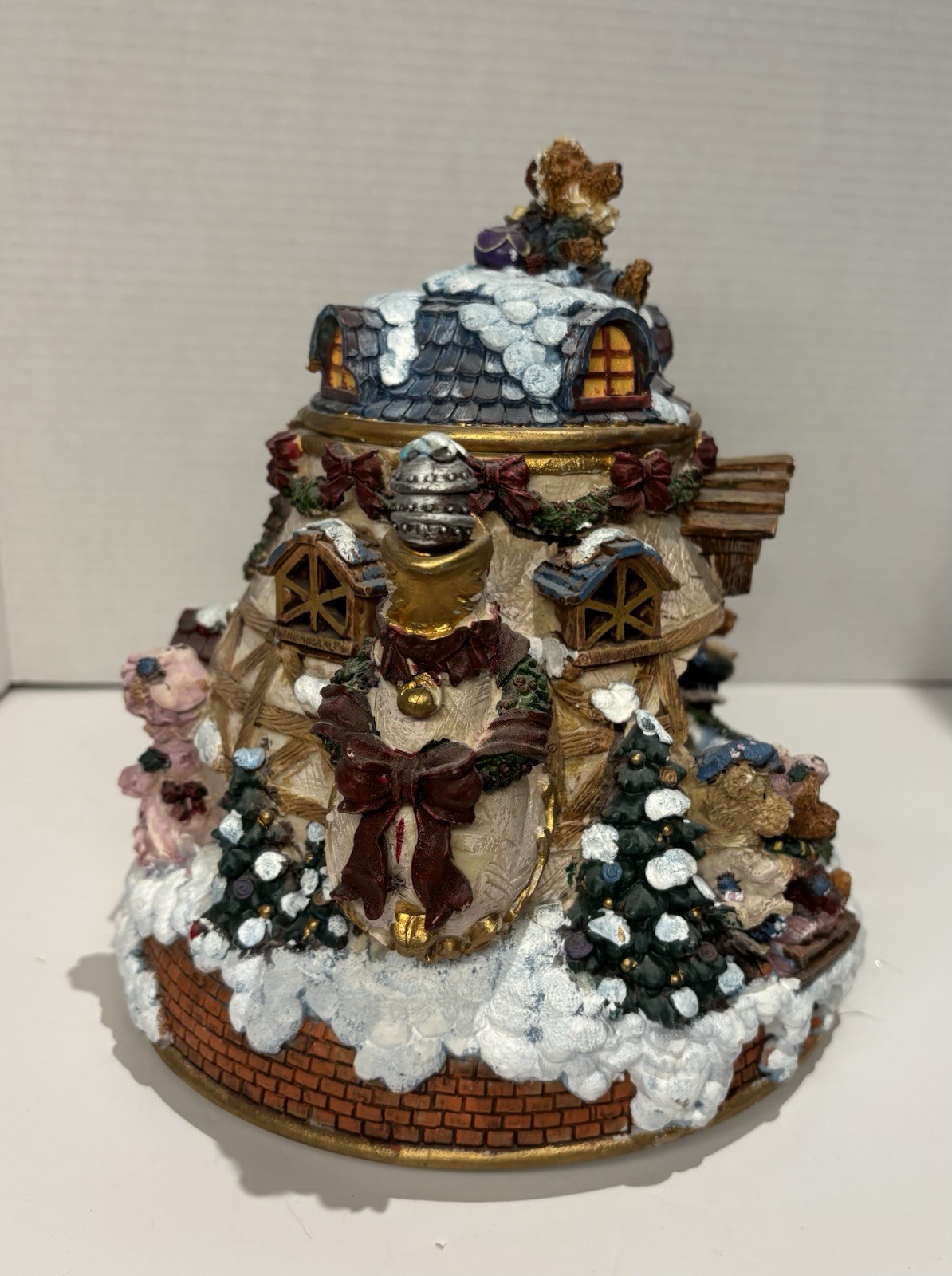 Boyd's Bears Silent Night Musical Light Teapot Figure Christmas Music Box Spins_3 Boyd's Bears Silent Night Musical Light Teapot Figure Christmas Music Box Spins