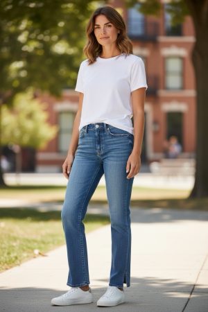 7 For All Mankind Jeans Womens Sz 29 Slit Ankle Straight Dylan Flexible Denim