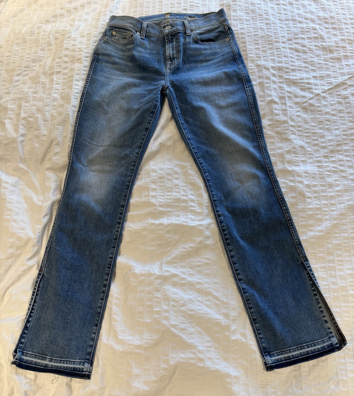 7 For All Mankind Jeans Womens Sz 29 Slit Ankle Straight Dylan Flexible Denim_1 7 For All Mankind Jeans Womens Sz 29 Slit Ankle Straight Dylan Flexible Denim