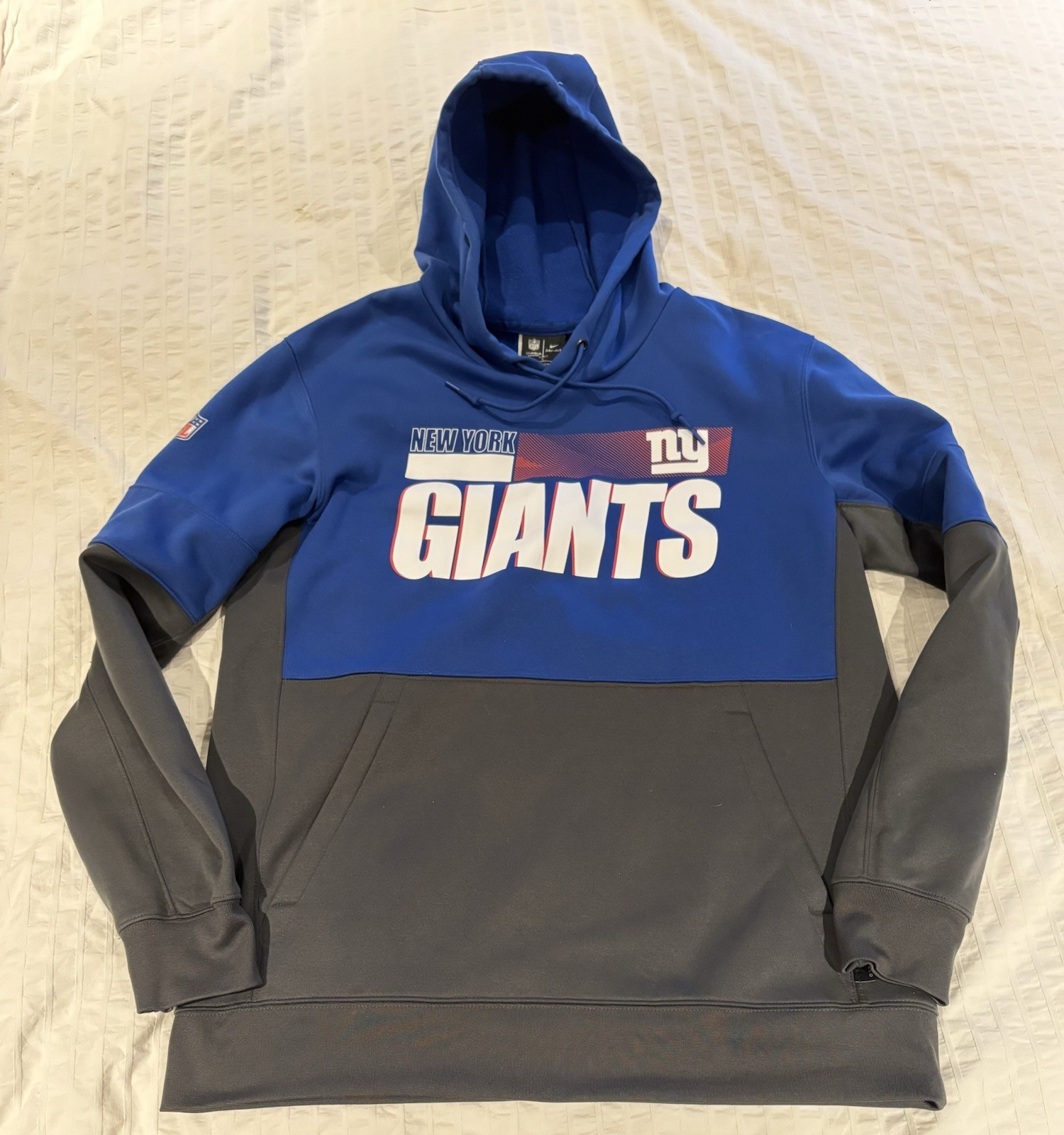 New York Giants Nike Hoodie Mens Large Blue Therma Fit NFL On Field Pullover_1 New York Giants Nike Hoodie Mens Large Blue Therma Fit NFL On Field Pullover