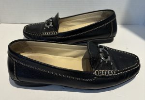 GEOX Flats Patent Women’s Black Leather Driving Loafers Size US 7.5/8 EUR 38.5