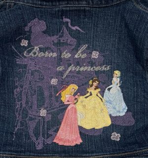 Vintage Y2K Disney Store Princess Cropped Denim Girls Jean Jacket - Size 5 to 8