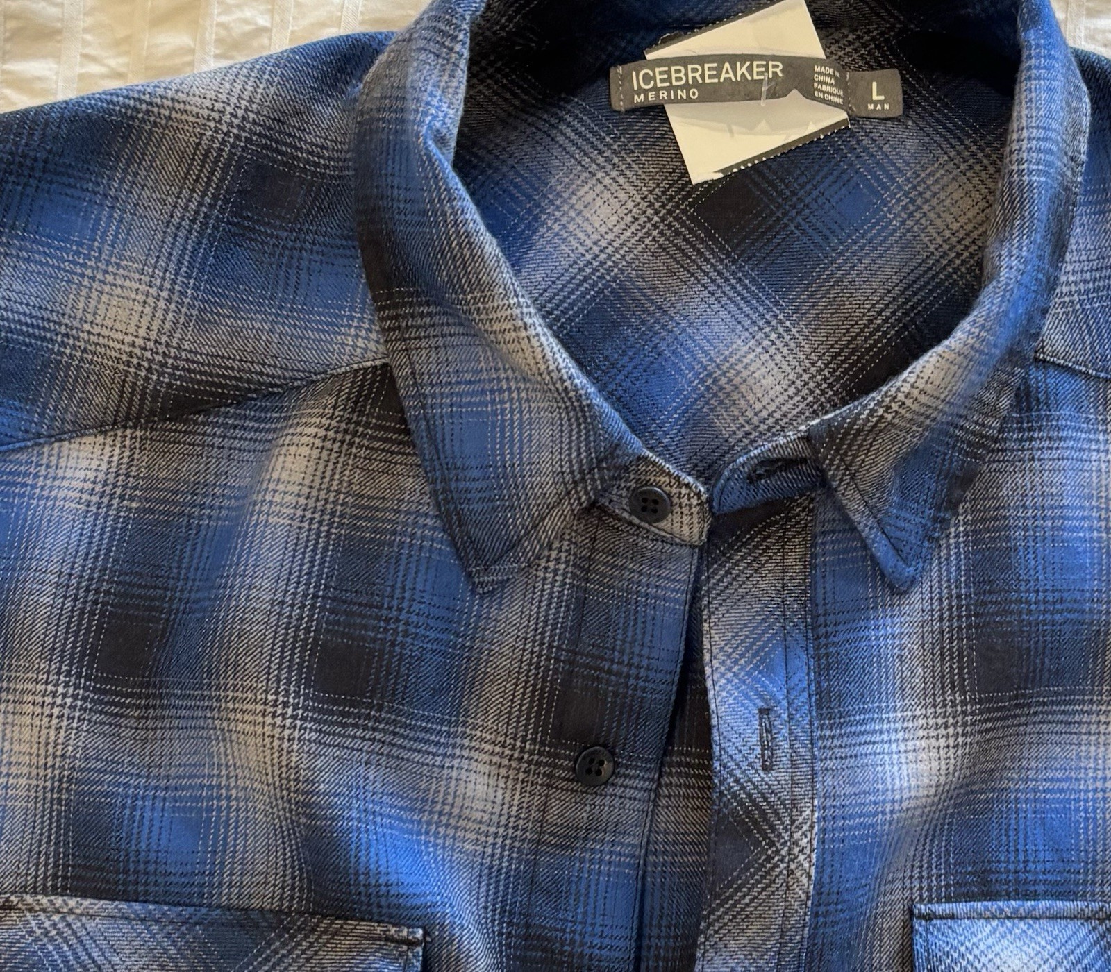 Icebreaker Lodge Flannel Merino Wool Men’s L Plaid Button Long Sleeve Shirt Blue_2 Icebreaker Lodge Flannel Merino Wool Men’s L Plaid Button Long Sleeve Shirt Blue