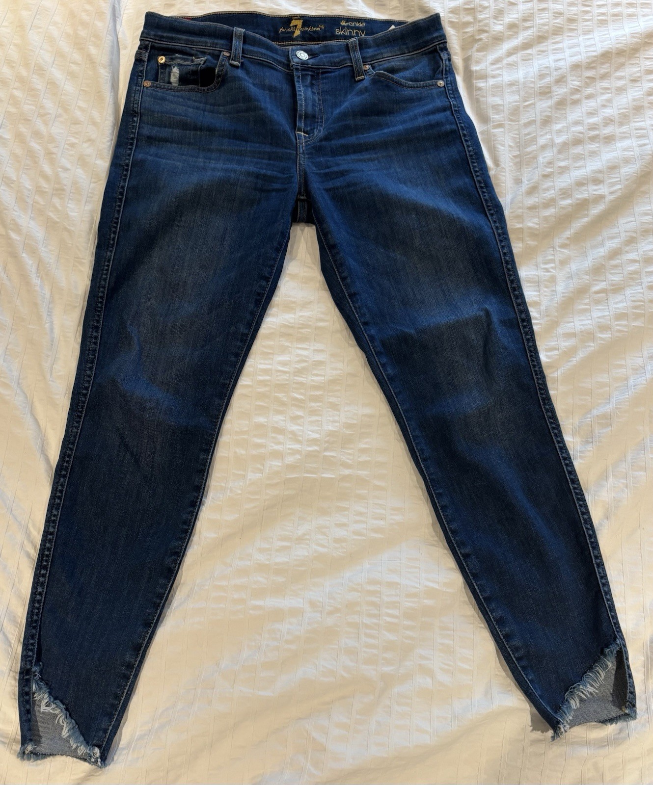 7 For All Mankind Distressed Step-Hem Ankle Skinny Jeans, Size 29_0 7 For All Mankind Distressed Step-Hem Ankle Skinny Jeans, Size 29