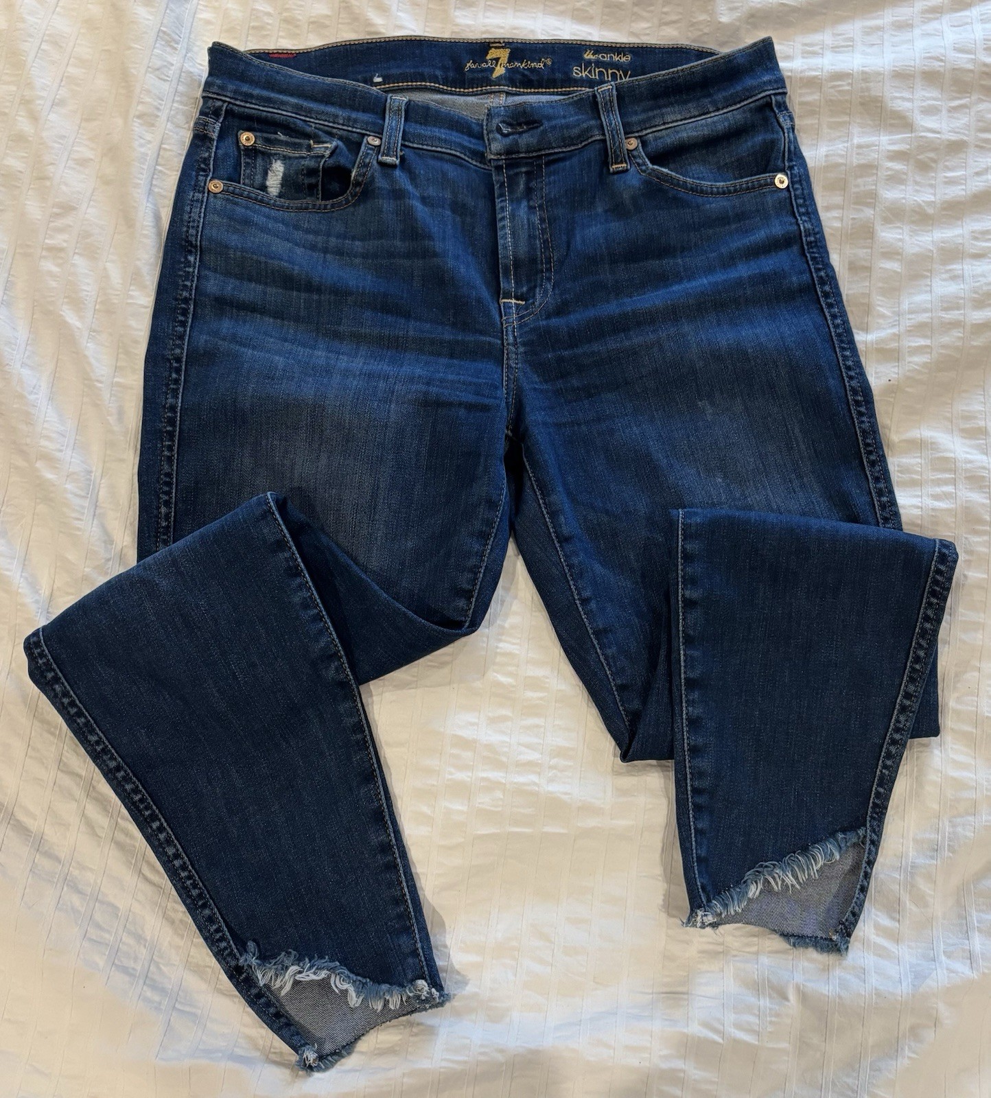 7 For All Mankind Distressed Step-Hem Ankle Skinny Jeans, Size 29_1 7 For All Mankind Distressed Step-Hem Ankle Skinny Jeans, Size 29
