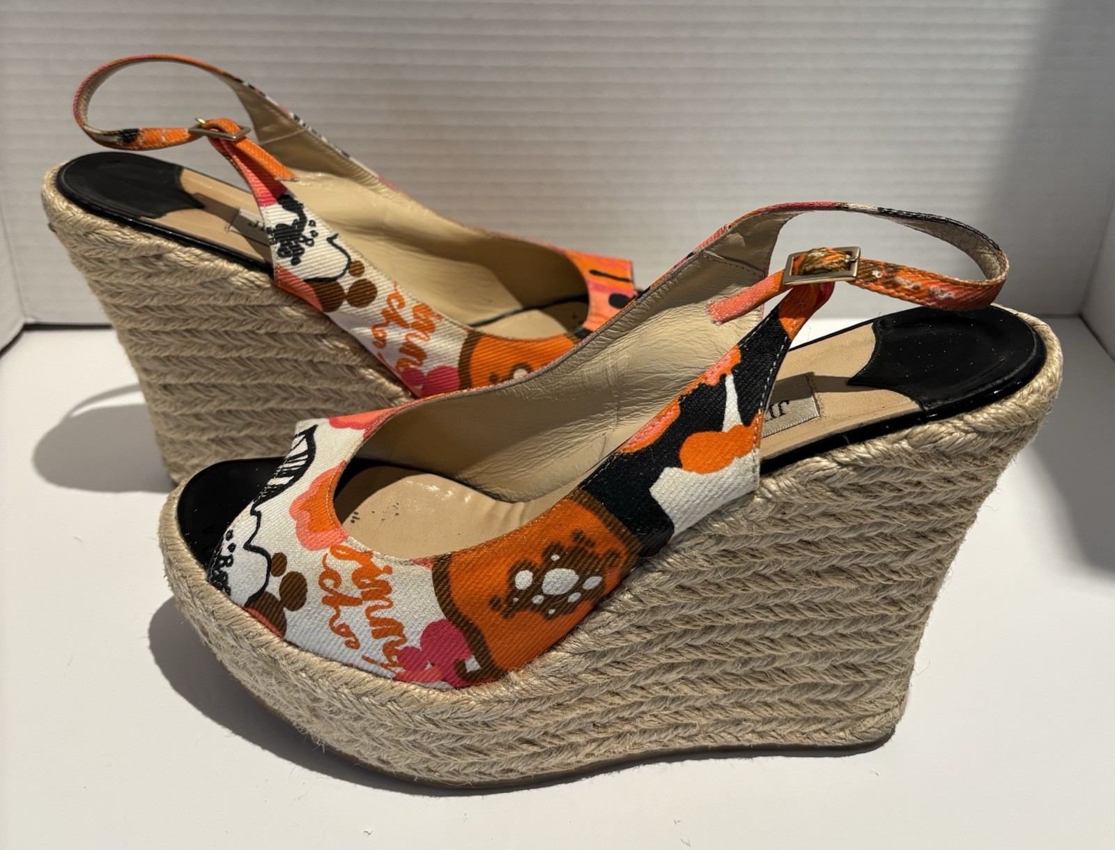 JIMMY CHOO SCARLET FLORAL CANVAS ESPADRILLE WEDGES Italy 9/9.5 US 39.5 EU_1 JIMMY CHOO SCARLET FLORAL CANVAS ESPADRILLE WEDGES Italy 9/9.5 US 39.5 EU