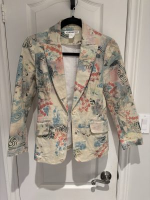Vintage Vivienne Tam Print Denim Jacket Y2K 99% Cotton Size 0 Statement Piece