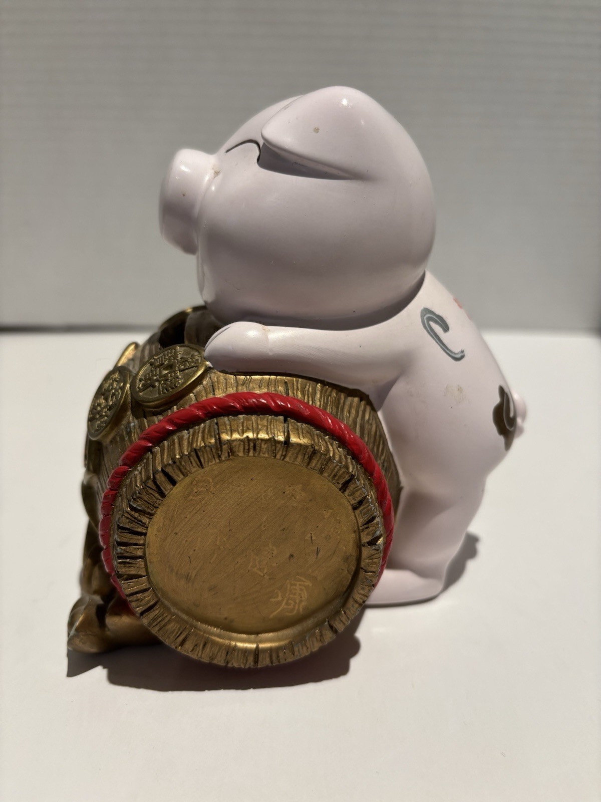 Vintage 1980’s Chinese Feng Shui Pig Piggy Bank Wealth Barrel Resin Coin Box_2 Vintage 1980’s Chinese Feng Shui Pig Piggy Bank Wealth Barrel Resin Coin Box