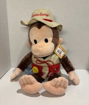 Gund Curious George Large 17” Teach Me Fishing Plush Universal Studios Stuffed
