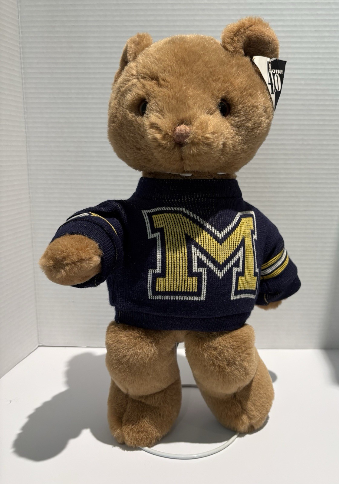 Vintage Teddy Bear University of Michigan Roxbury Mills With Tags & Stand 15”_0 Vintage Teddy Bear University of Michigan Roxbury Mills With Tags & Stand 15”