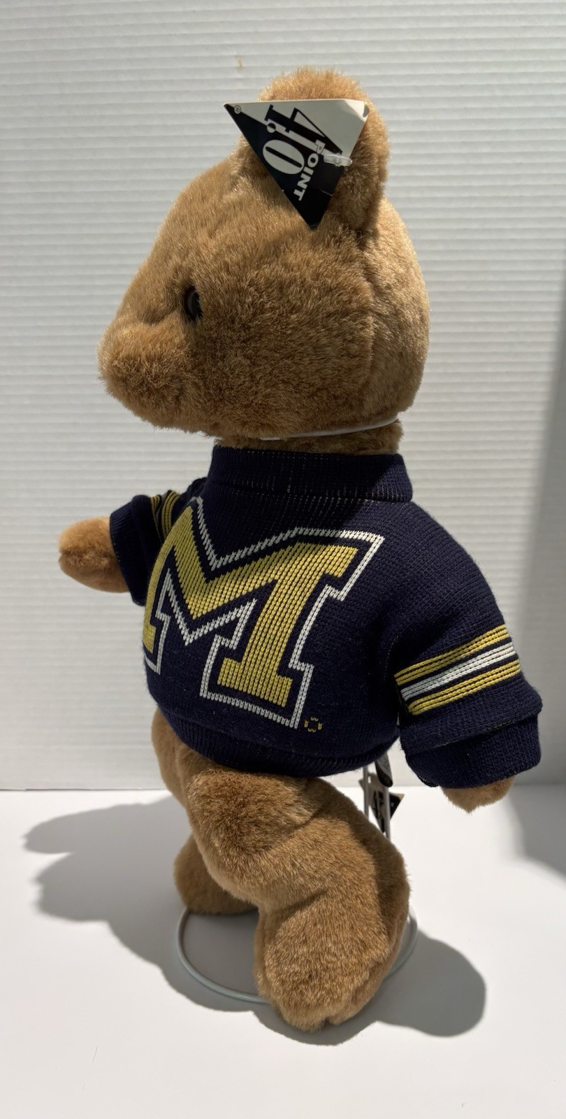 Vintage Teddy Bear University of Michigan Roxbury Mills With Tags & Stand 15”_1 Vintage Teddy Bear University of Michigan Roxbury Mills With Tags & Stand 15”