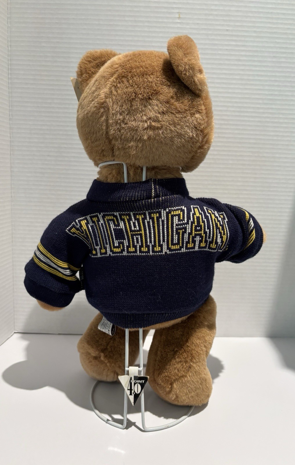 Vintage Teddy Bear University of Michigan Roxbury Mills With Tags & Stand 15”_3 Vintage Teddy Bear University of Michigan Roxbury Mills With Tags & Stand 15”
