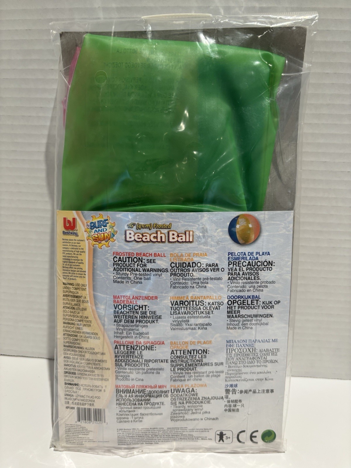 Vintage 2002 Bestway 16" Frosted Beach Ball New Old Stock NIP, Sturdy Vinyl_1 Vintage 2002 Bestway 16" Frosted Beach Ball New Old Stock NIP, Sturdy Vinyl
