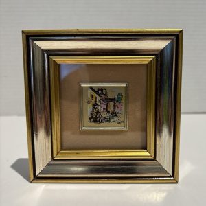 Vintage Italian Miniature Painting Gold Foil Signed Gieffe Creazioni GB Framed