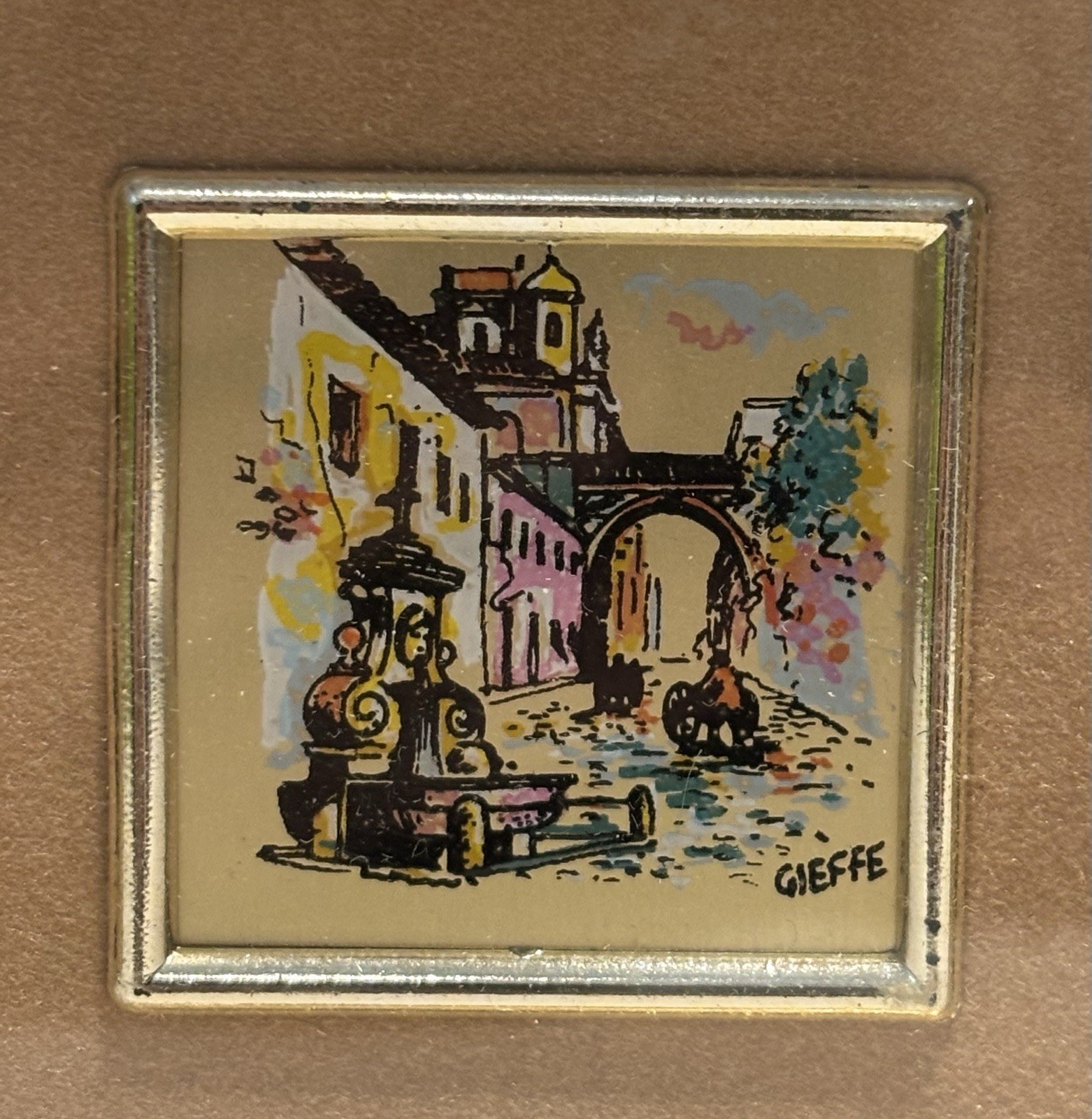 Vintage Italian Miniature Painting Gold Foil Signed Gieffe Creazioni GB Framed_1 Vintage Italian Miniature Painting Gold Foil Signed Gieffe Creazioni GB Framed