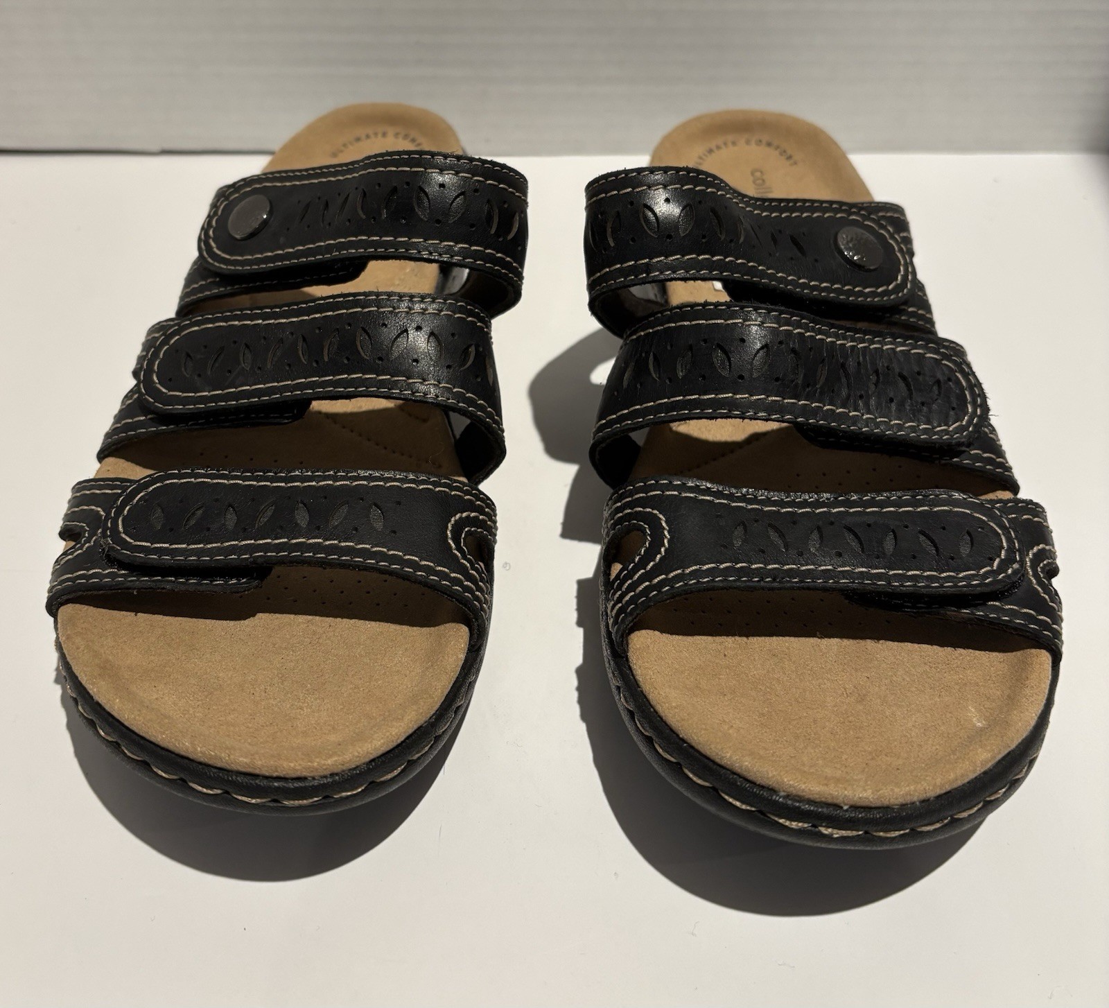 Clarks Leisa Cacti Q Slide Sandals Women’s 9M Black Leather Three Straps New_2 Clarks Leisa Cacti Q Slide Sandals Women’s 9M Black Leather Three Straps New