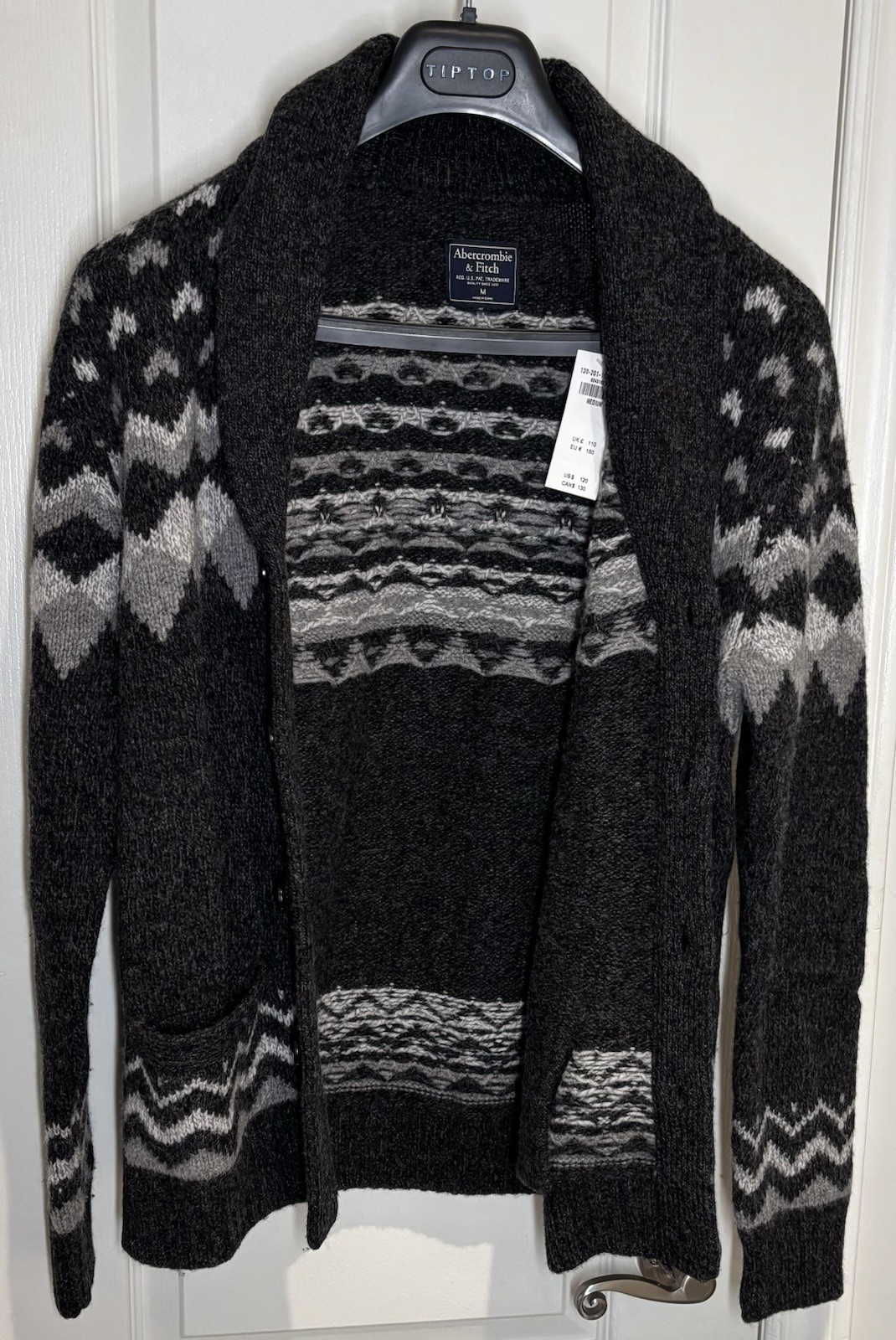 ABERCROMBIE & FITCH Men's Wool Cardigan Sweater Y2k Nordic Button Size M_0 ABERCROMBIE & FITCH Men's Wool Cardigan Sweater Y2k Nordic Button Size M