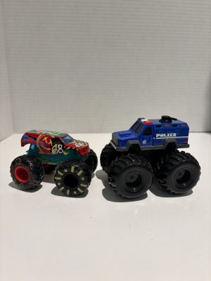 Maisto Police & Hot Wheels MONSTER JAM Truck Demo Derby #68 Loose Lot Of 2
