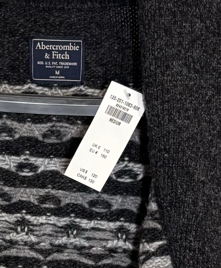 ABERCROMBIE & FITCH Men's Wool Cardigan Sweater Y2k Nordic Button Size M_1 ABERCROMBIE & FITCH Men's Wool Cardigan Sweater Y2k Nordic Button Size M