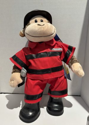 18” BUILD A BEAR Monkey w/Complete Firefighter Outfit BAB New with Tags
