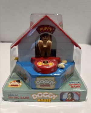 Mechanical Dog House Vintage 80’s COIN BANK Wind Up Hong Kong Made New Sealed