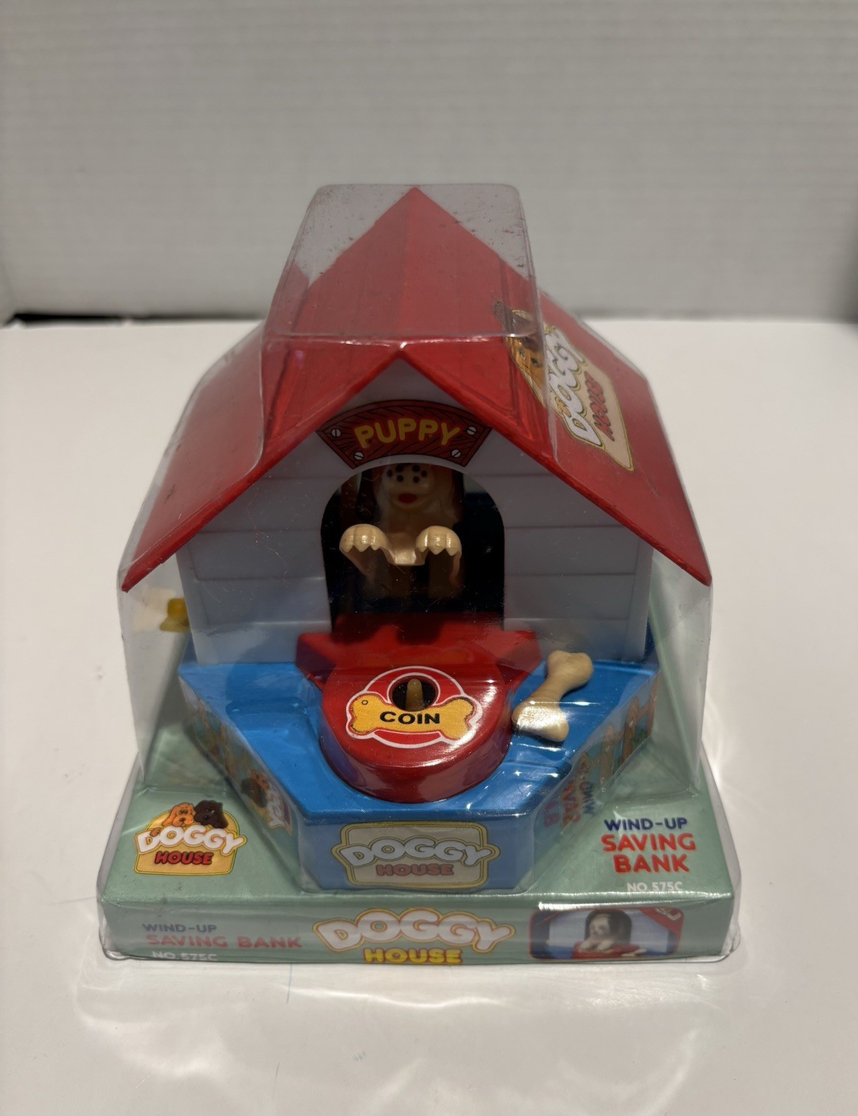 Mechanical Dog House Vintage 80’s COIN BANK Wind Up Hong Kong Made New Sealed_1 Mechanical Dog House Vintage 80’s COIN BANK Wind Up Hong Kong Made New Sealed