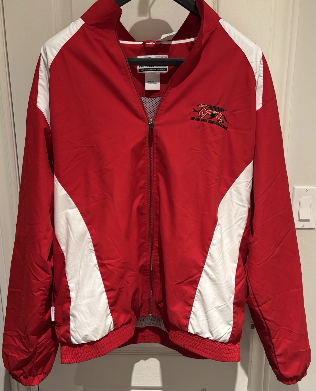 Russell Athletic Guelph Gryphons Full Zip Athletic Bomber Jacket Size Large_0 Russell Athletic Guelph Gryphons Full Zip Athletic Bomber Jacket Size Large
