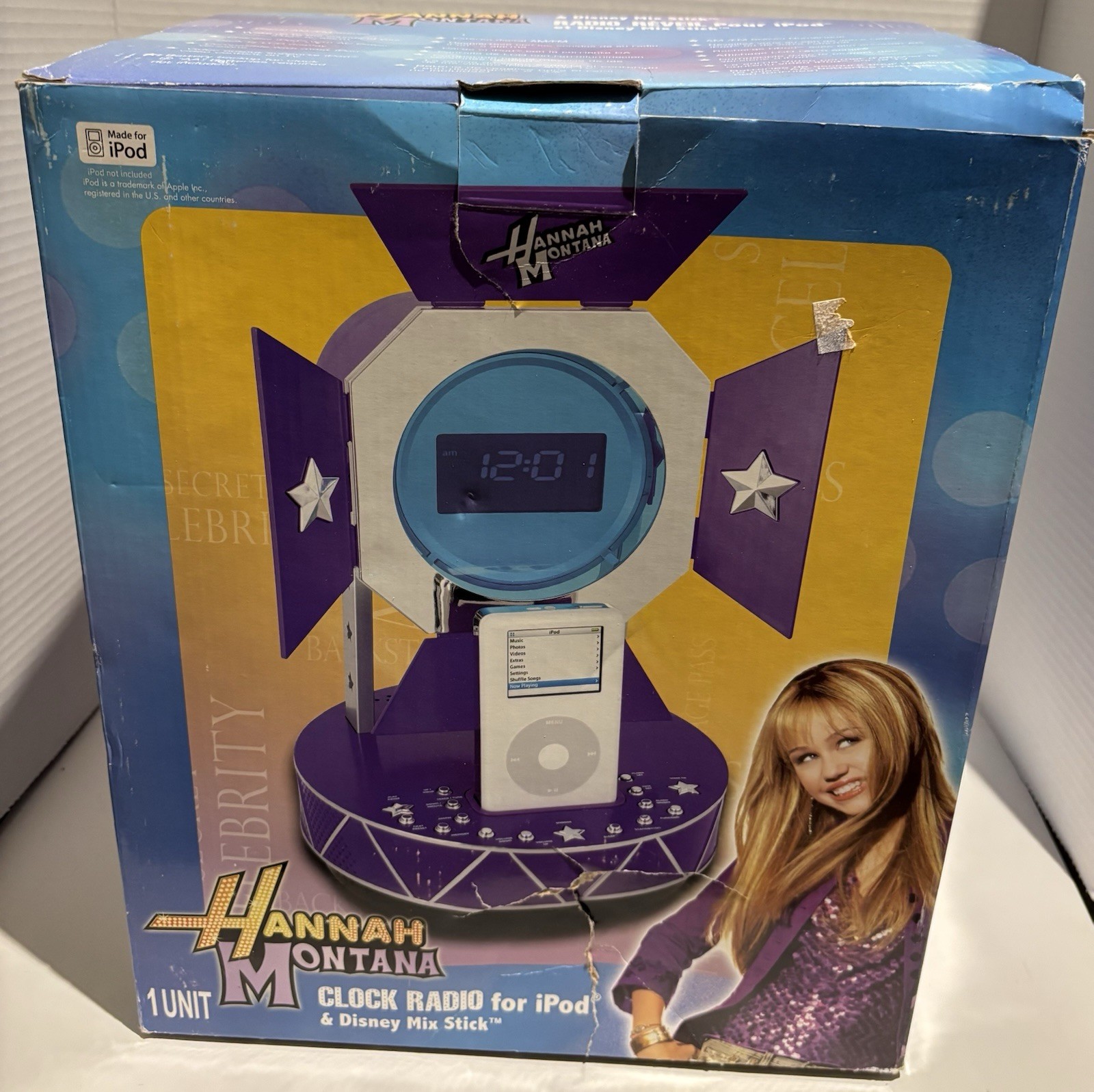 Vintage 2007 Hannah Montana Clock Radio With iPod Dock Disney NEW Open Box_0 Vintage 2007 Hannah Montana Clock Radio With iPod Dock Disney NEW Open Box