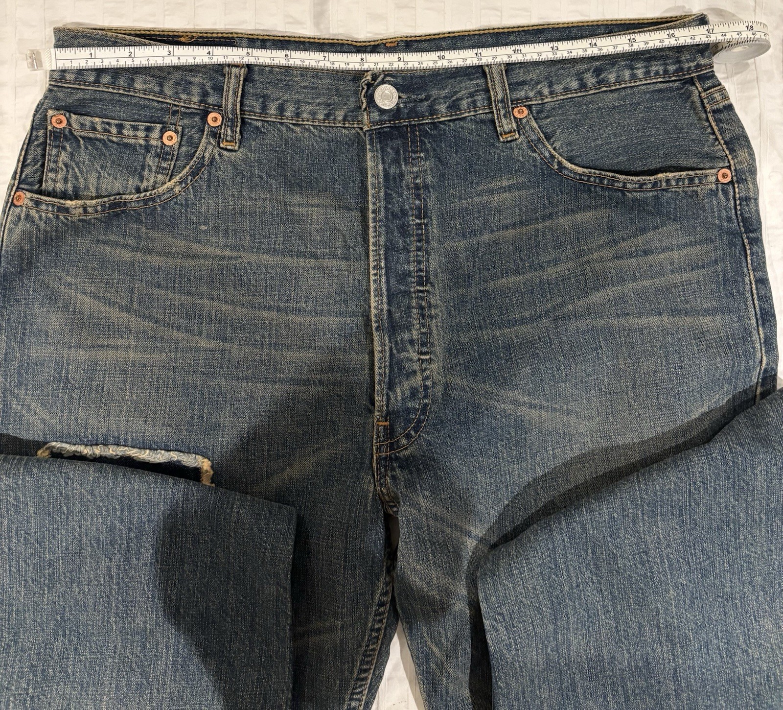 Vintage Levi’s 2002 Distressed Original 501 Red Tab Patchwork Jeans Size W36 L34_4 Vintage Levi’s 2002 Distressed Original 501 Red Tab Patchwork Jeans Size W36 L34