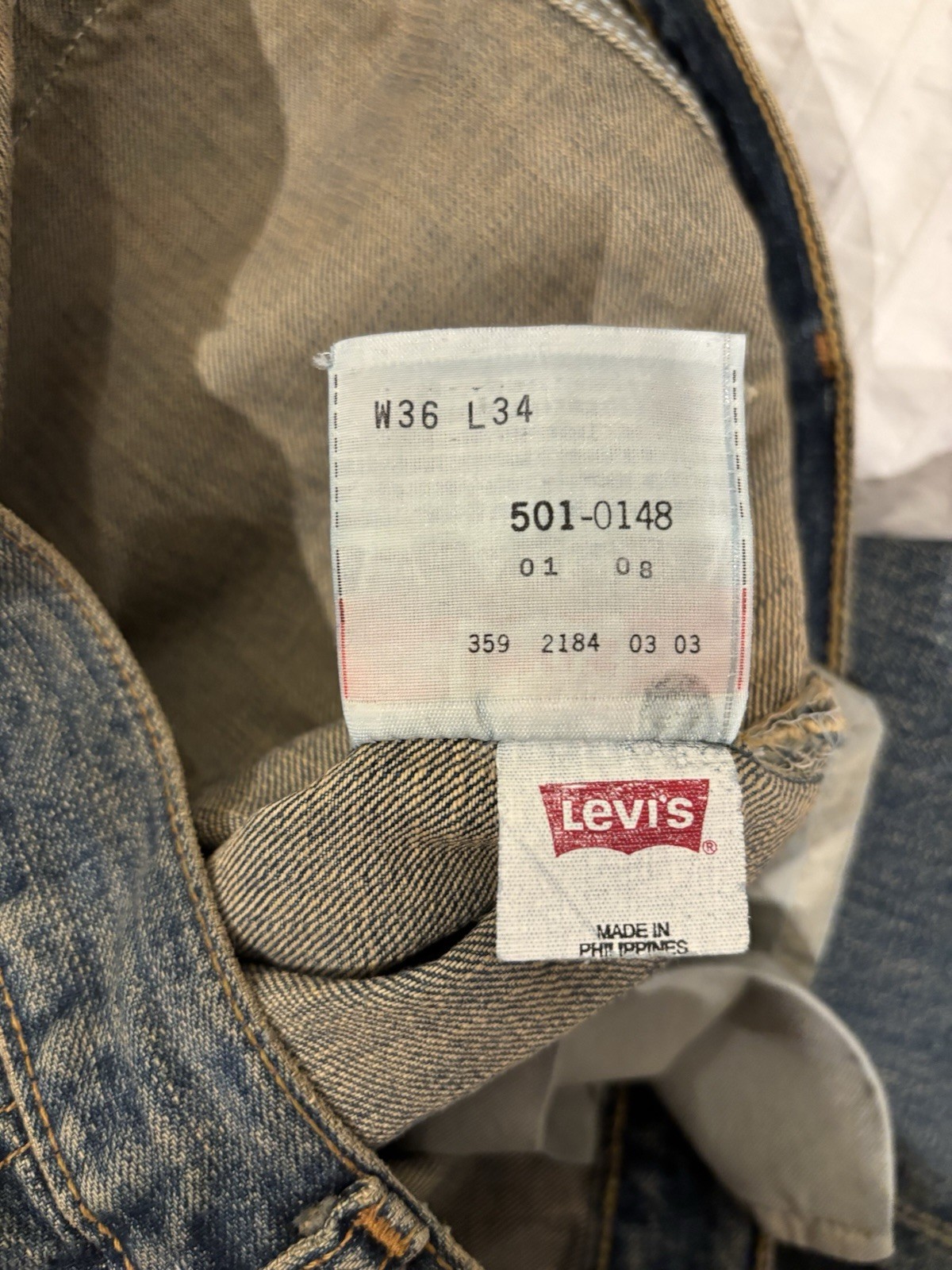 Vintage Levi’s 2002 Distressed Original 501 Red Tab Patchwork Jeans Size W36 L34_8 Vintage Levi’s 2002 Distressed Original 501 Red Tab Patchwork Jeans Size W36 L34