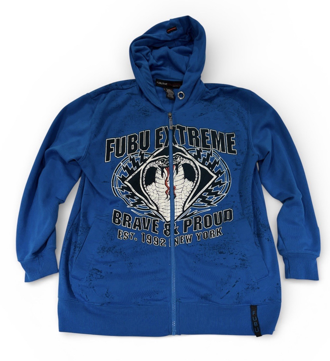 FUBU Collection Y2K Vintage Full Zip Hoodie Cobra Graphic Brave & Proud Youth L_0 FUBU Collection Y2K Vintage Full Zip Hoodie Cobra Graphic Brave & Proud Youth L
