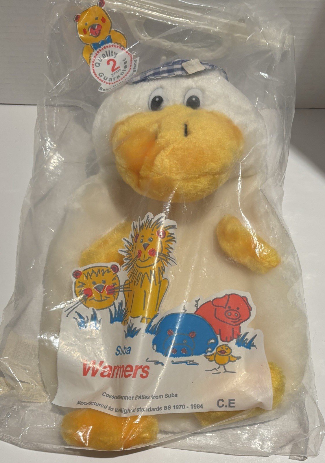 Vintage 1984 Suba Baby Warmer Bottle In Cute Duck Plush Open New_3 Vintage 1984 Suba Baby Warmer Bottle In Cute Duck Plush Open New