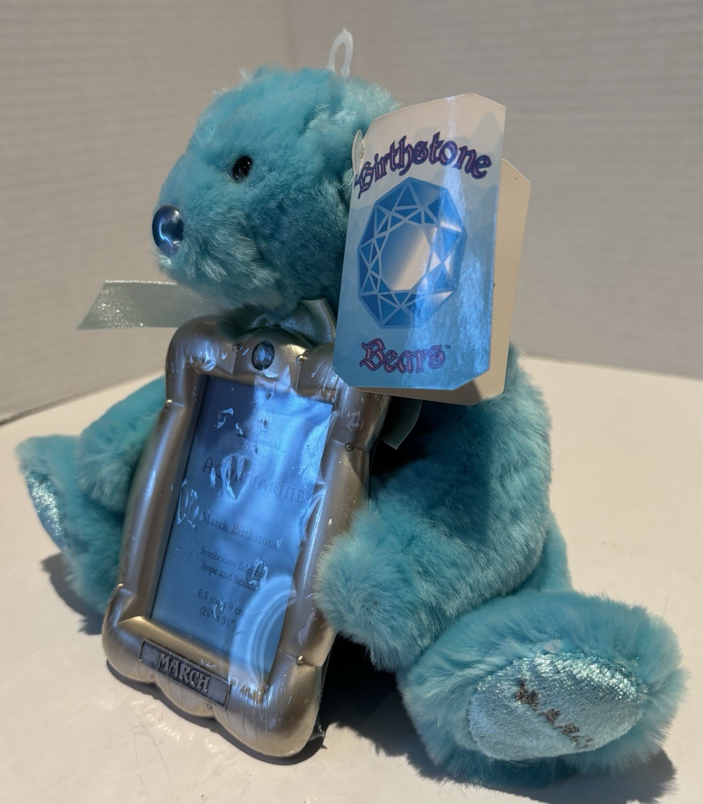 New Hallmark Plush March Aquamarine Birthstone Bear w/ Picture Photo Frame_1 New Hallmark Plush March Aquamarine Birthstone Bear w/ Picture Photo Frame