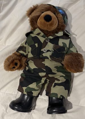 Build A Bear Workshop Duck Camo Helmet Army Boots Plush Stuffed Animal 16"