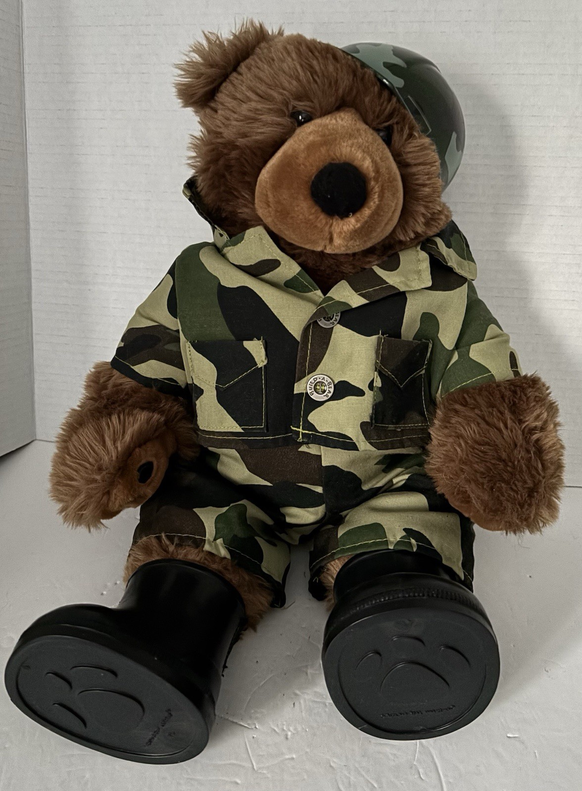Build A Bear Workshop Duck Camo Helmet Army Boots Plush Stuffed Animal 16"_2 Build A Bear Workshop Duck Camo Helmet Army Boots Plush Stuffed Animal 16"
