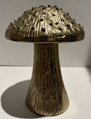 Vintage Y2K Standing Golden Mushroom Figurine Made In India 8” Tall